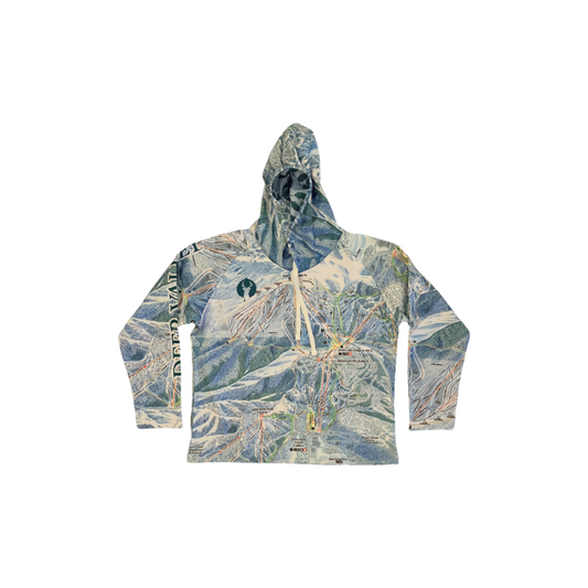 Adult deer valley trail map hoody front