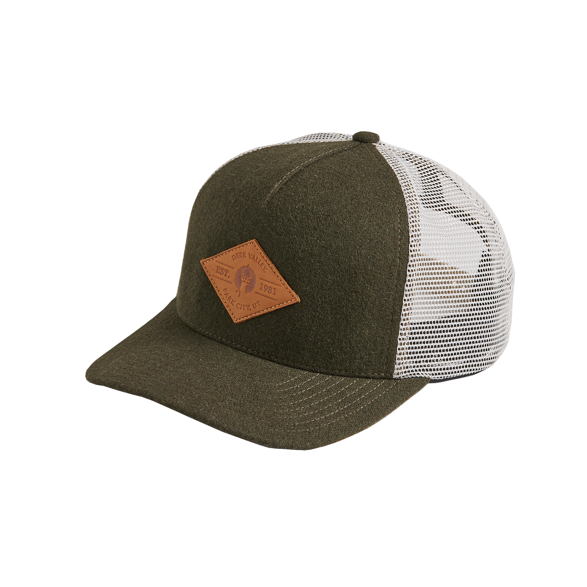 5 panel wool trucker hat with adjustable snapback
