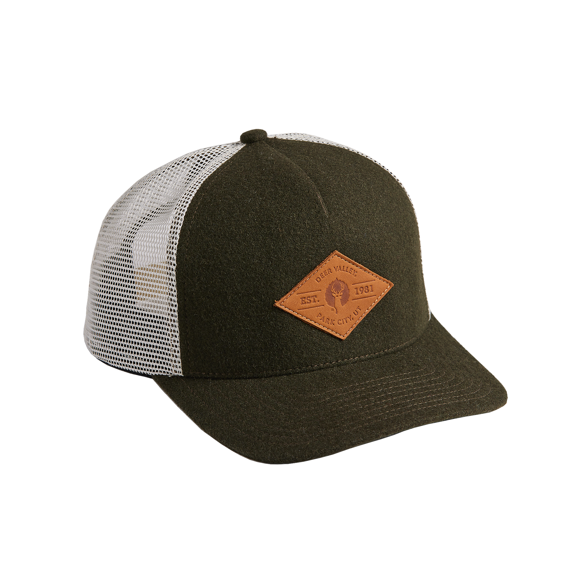 5 panel wool trucker hat with adjustable snapback