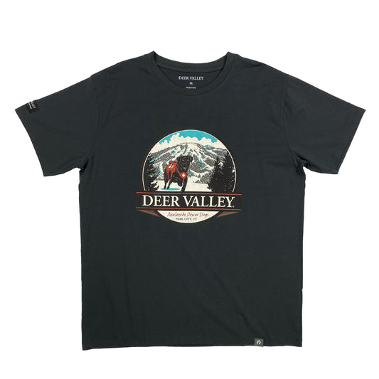 this seasons avalanche rescue dog shirt in seal grey color 