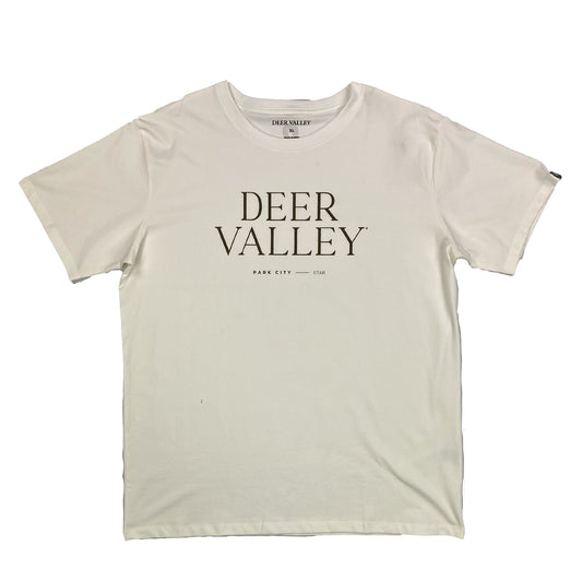 deer valley wordmark t shirt in ivory 