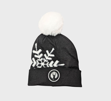 Offset Snowflake Pom Beanie