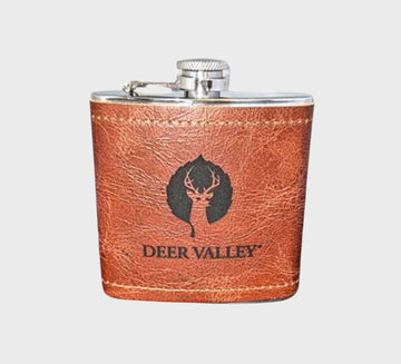 Straight Port Leather Flask