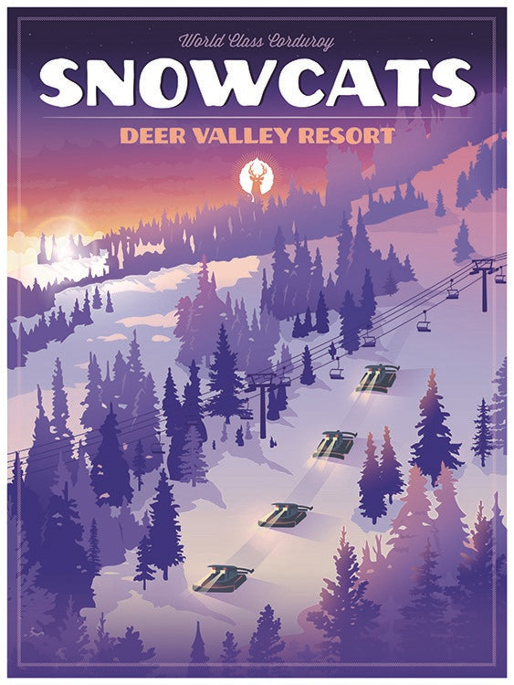 snowcats on mountain poster