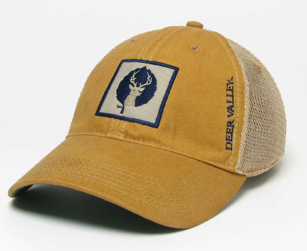 dusty yellow color trucker style Deer Valley ballcap with mesh back