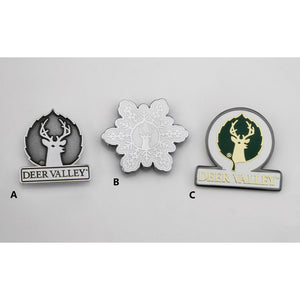  3 small magnets featuring the deer valley logo