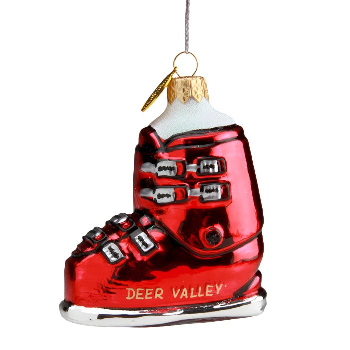 Deer Valley handblown glass Ski Boot Ornament