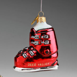 Deer Valley handblown glass Ski Boot Ornament